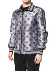 Dolce & Gabbana Gray Logo Monogram Full Zip Bomber Jacket