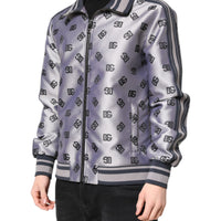 Dolce & Gabbana Gray Logo Monogram Full Zip Bomber Jacket