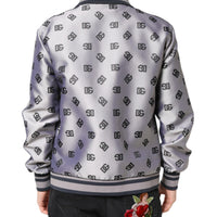 Dolce & Gabbana Gray Logo Monogram Full Zip Bomber Jacket