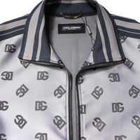 Dolce & Gabbana Gray Logo Monogram Full Zip Bomber Jacket