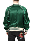 Dolce & Gabbana Green Floral DG Logo Full Zip Bomber Jacket