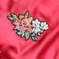 Dolce & Gabbana Red Floral Patch Full Zip Men Bomber Jacket