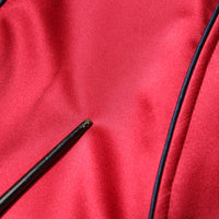 Dolce & Gabbana Red Floral Patch Full Zip Men Bomber Jacket