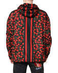 Dolce & Gabbana Black Cherry Print Hooded Windbreaker Jacket