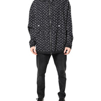 Dolce & Gabbana Black Heart Print Hooded Windbreaker Jacket