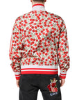 Dolce & Gabbana White Cherry Print Full Zip Bomber Jacket