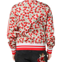 Dolce & Gabbana White Cherry Print Full Zip Bomber Jacket