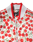 Dolce & Gabbana White Cherry Print Full Zip Bomber Jacket