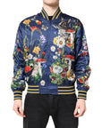 Dolce & Gabbana Blue Polyester Floral Print Bomber Jacket