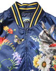 Dolce & Gabbana Blue Polyester Floral Print Bomber Jacket