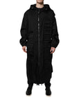 Dolce & Gabbana Black Hooded Long Men Windbreaker Jacket