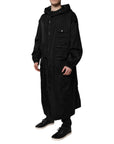 Dolce & Gabbana Black Hooded Long Men Windbreaker Jacket