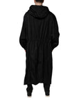 Dolce & Gabbana Black Hooded Long Men Windbreaker Jacket