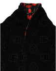 Dolce & Gabbana Black Cherry Print Wrap Robe Men Coat Jacket