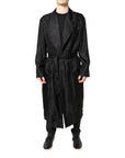 Dolce & Gabbana Black Silk DG Logo Men Wrap Robe Coat Jacket