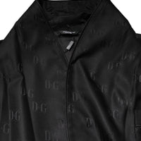 Dolce & Gabbana Black Silk DG Logo Men Wrap Robe Coat Jacket