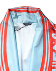 Dolce & Gabbana Blue Red Coral Print Wrap Robe Coat Jacket