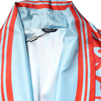 Dolce & Gabbana Blue Red Coral Print Wrap Robe Coat Jacket