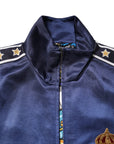 Dolce & Gabbana Blue Nylon Logo Patch Men Bomber Sweater
