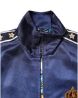 Dolce & Gabbana Blue Nylon Logo Patch Men Bomber Sweater
