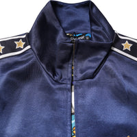 Dolce & Gabbana Blue Nylon Logo Patch Men Bomber Sweater