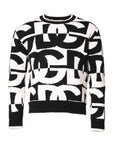 Dolce & Gabbana Black White Knit Logo Print Pullover Sweater