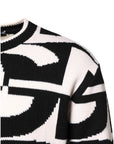 Dolce & Gabbana Black White Knit Logo Print Pullover Sweater