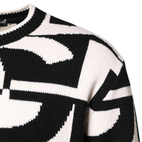 Dolce & Gabbana Black White Knit Logo Print Pullover Sweater