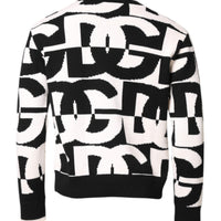 Dolce & Gabbana Black White Knit Logo Print Pullover Sweater