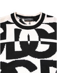 Dolce & Gabbana Black White Knit Logo Print Pullover Sweater