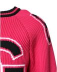 Dolce & Gabbana Pink Cotton Logo Print Knit Pullover Sweater
