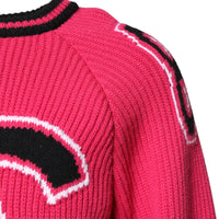 Dolce & Gabbana Pink Cotton Logo Print Knit Pullover Sweater