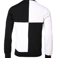 Dolce & Gabbana Black White Knit Logo Print Pullover Sweater
