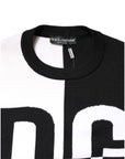 Dolce & Gabbana Black White Knit Logo Print Pullover Sweater