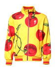 Dolce & Gabbana Yellow Cherry Print Full Zip Bomber Sweater