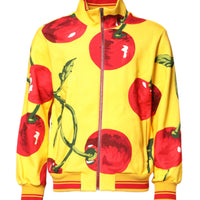 Dolce & Gabbana Yellow Cherry Print Full Zip Bomber Sweater
