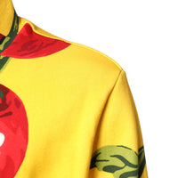 Dolce & Gabbana Yellow Cherry Print Full Zip Bomber Sweater
