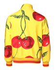 Dolce & Gabbana Yellow Cherry Print Full Zip Bomber Sweater