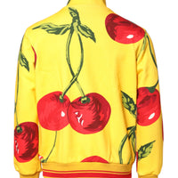 Dolce & Gabbana Yellow Cherry Print Full Zip Bomber Sweater