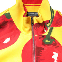 Dolce & Gabbana Yellow Cherry Print Full Zip Bomber Sweater