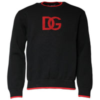 Dolce & Gabbana Black Nylon DGLogo Knit Men Pullover Sweater