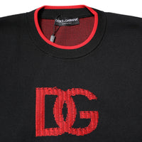 Dolce & Gabbana Black Nylon DGLogo Knit Men Pullover Sweater