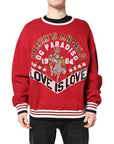 Dolce & Gabbana Red Sequin Knit Pullover Sweatshirt Sweater
