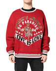Dolce & Gabbana Red Sequin Knit Pullover Sweatshirt Sweater