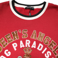 Dolce & Gabbana Red Sequin Knit Pullover Sweatshirt Sweater