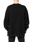 Dolce & Gabbana Black Cotton Logo Print Men Pullover Sweater