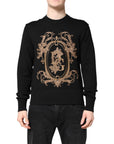 Dolce & Gabbana Black Logo Embroidery Knit Pullover Sweater