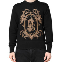 Dolce & Gabbana Black Logo Embroidery Knit Pullover Sweater