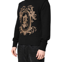 Dolce & Gabbana Black Logo Embroidery Knit Pullover Sweater