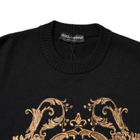 Dolce & Gabbana Black Logo Embroidery Knit Pullover Sweater